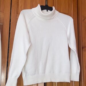Women's White Cotton Turtleneck Sweater
